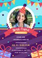Pack of 5 Birthday Invitation card, Editable Birthday Party Invitations, Girls Birthday,. 