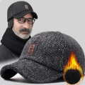 New Woolen Knitted Winter Ear Cover Baseball Cap Men Thicken Warm Hats With Earflaps Sport Golf Hats. 