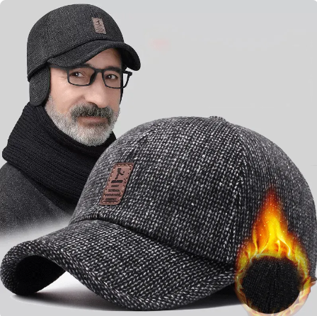 New Woolen Knitted Winter Ear Cover Baseball Cap Men Thicken Warm Hats With Earflaps Sport Golf Hats