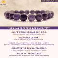 100% Natural Healing Amethyst Gemstone Bead Bracelet for Men and Women. 