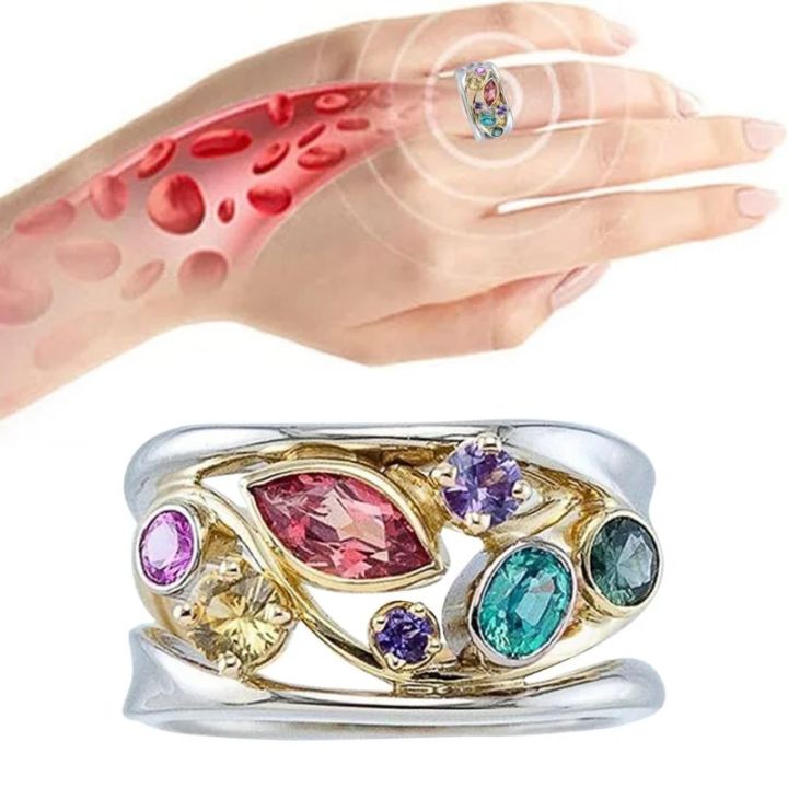 Women Magnetic Therapy Ring Torina Crystal Quartz Ionix Ring Ionix Therapy Quartz Crystal Ring for Weight Loss Lymph Drainage