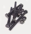 Pack of 5pcs HQ 75mm x 6mm OR 3 inches 1/4 Black Metal Bolts with Nuts Hexagonal Screw Nut Bolt SJ Online Mart. 