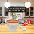Airtight Rice Flour Bucket 10 Ltrs Storage Container With Free Spoon - Perfect For Rice Flour Cereal Storage. 