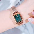 GEDI Women's Retro Rectangle Pointer Quartz Watch Elegant Fashion Analog Stainless Steel Wrist Watch. 