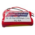 2.4 Volt 1000 Mah 2 Cell Battery 2.4V AA Ni-MH Battery 2*AA Cell Pack Rechargeable SM 2Pin Connector. 