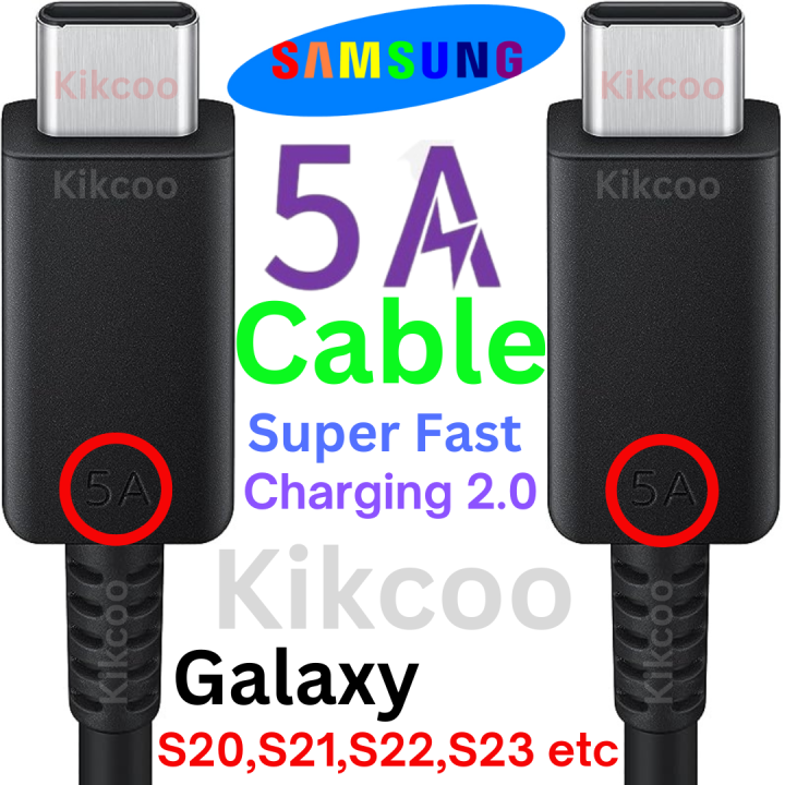 Original Samsung 5A USB C to USB C Super Fast Charging 2.0 5A Cable for Samsung Galaxy Galaxy Tab S8 Ultra, Note20 Ultra, Note10 Plus, Note 20 ultra, S21 ultra, S22 ultra, S23 A32, A33, A52, A53 5G, Samsung Galaxy Tab S4, Tab S5E, Tab S7 Plus