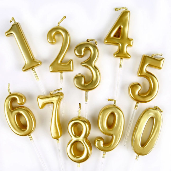 Digit Golden Cake Candles For Birthday Cake Decoration - Number Candles For Anniversary Cake Decoration - Digit Candles For Birthday Year Show On Cake
