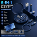 5-in-1 charging cable, PD fast charging cable, USB-C fast charger, ios charging cable, Android fast charging cable, portable charging kit, OTG converter cable, multi charging cable, travel charger kit, USB power delivery cable, foldable charging cable,. 