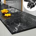 Self Adhesive Black / White Marble Sheet for Kitchen - Anti Oil and Heat Resistant Wallpaper. 