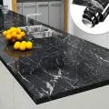 60cm × 200cm Self Adhesive Black / White Marble Sheet for Kitchen - Anti Oil and Heat Resistant Wallpaper. 