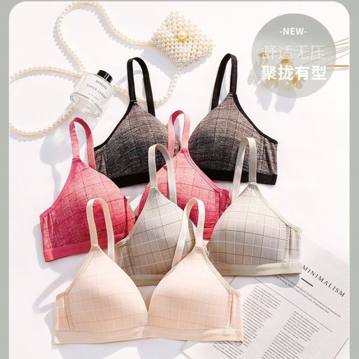 Flourish Fashion Thin Wireless Padded Push Up Grid Bra For Girls & Women 3203