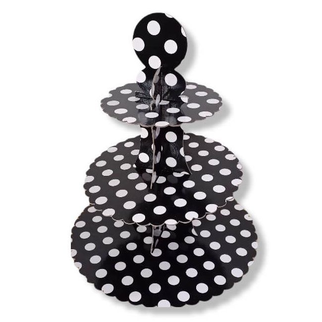 BLACK POLKA DOT THEME CUPCAKE STAND 3 TIERS CUPCAKE STAND