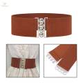 Wide Elastic Belt Elegant Dress Belt for Women Ladies Dress Accessories Brown. 