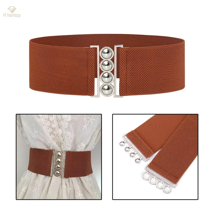 Wide%20Elastic%20Belt%20Elegant%20Dress%20Belt%20for%20Women%20Ladies%20Dress%20Accessories%20Brown%20-%20Image%203