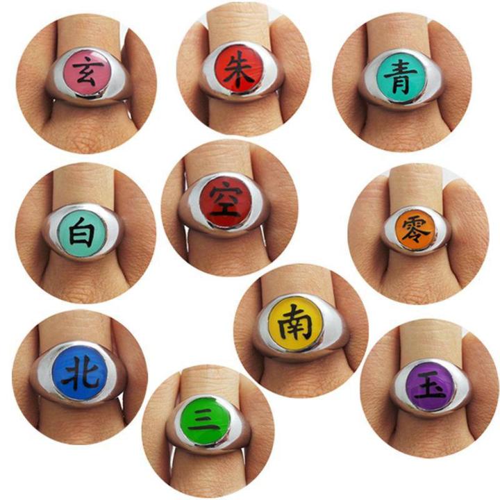 10PCS Naruto Rings Akatsuki Ring Set Sasori Itachi Hidan Deidara Cosplay member's Ring Set Model High quality genuine