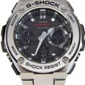 Casio G Shock Black Analog Solar Powered Silver Stainless Steel Band Watch-GST-S110D-1ADR. 
