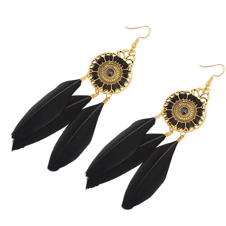 Earring Elegant Delicate Vintage Feather Eardrop for Dressing Room