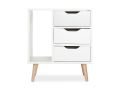 Wooden Bedside Tables Nightstand Cabinet with Stackable Coffee Table, Wood End Table, Storage Shelves, and Three Drawers - Ideal Side Table for Bedroom, Living Room - White Finish. 