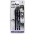 Mont Marte 3 Pieces Set Woodless Charcoal Pencils,Artists Charcoal Set (Soft,Middle,Hard) For Sketching And Drawing. 