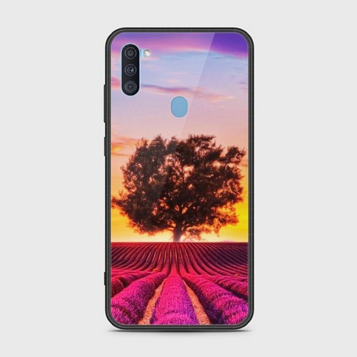 Samsung Galaxy A11 Cover - SkinLee HQ Infinity Glass Case (Soft) - Violet Lavender Fields - SKINLEE-484-1-795-486