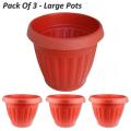 Pack of 3 Large Plastic Pots For Plants & Flowers Diameter 9 Inch - Outdoor And Indoor Plant Pots. 