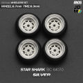 BNDS New 1/64 Alloy Wheels Rubber Tires Design SSR STAR SHARK Rims Modified Parts JDM VIP Style for Model Vehicle 4pcs Set. 