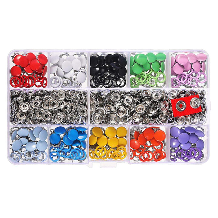 Plier Tool + 100 Sets 10 Colors Metal Sewing Buttons Hollow Solid Prong Press Studs Snap Fasteners for Clothes Bags