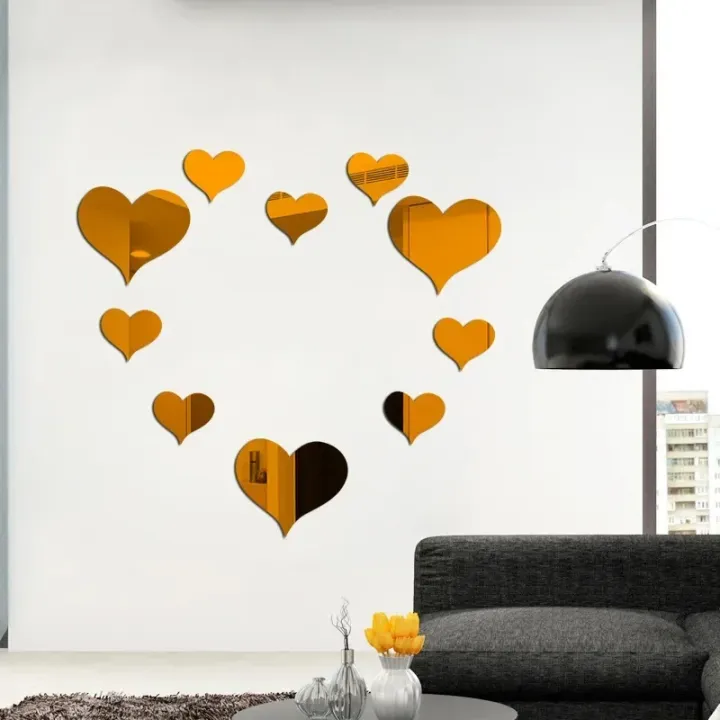 10%20pcs%20Love%20Self%20Adhesive%20Hearts%20Acrylic%203D%20Mirror%20Wall%20Sticker%20Living%20Room%20Bedroom%20Home%20Decoration%20Wall%20Decor%20-%20Image%207