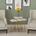 STM 3 Legs Table With Marble Texture Wooden Top Single Piece and 3 pieces Set. 