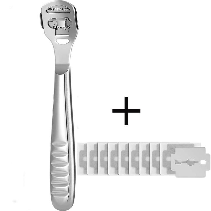 Foot Razor Pedicure Tools with 10 Blades for Men and Women, Corn Cutter & Rasp Dead Skin Peeler Pedicure Tool, Pack of 1 Stainless Steel Foot Scraper Callus Remover, Callus Shaver for Feet, Heel Hard Skin, Corn Callous Removers