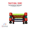 Traditional Multi Color Wood Fixed Stool / Wood Chowki / Peeri / Wood Peerah. 