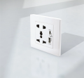 Multi Socket Switch with Dual USB Port Wall Power Socket, High Voltage controller, Hi Speed USB Multi Switch, 13 AMP 5 V Multi Switch Socket Type  C for Mobile Charging. 