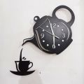 coffee cup and kettle design wall clock, clock for kitchen, stylish clock for kitchen, kitchen clock, wooden clock for kitchen. 
