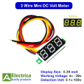 2 /3 Wire 0.28'' Multicolor DC Volt Meter Red Green Blue Yellow Digital Voltmeter 4.5-30V 2 wire and 0.1-100V 3 Wire 0.28 Inch Metar by Electrica. 