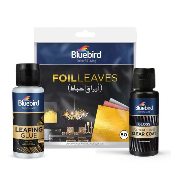 Bluebird Leafing Glue + Gold Foil Leaves + Clear Coat Bundle