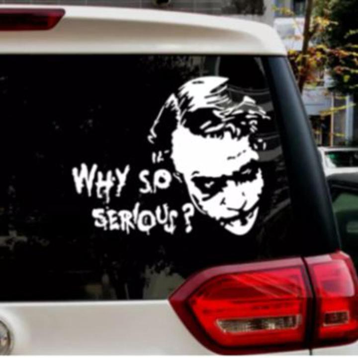DC Batman Joker Why so Serious Style Car Sticker Decal 20cm size Sticker Stylish Design Vinyl Waterproof WHITE COLOR