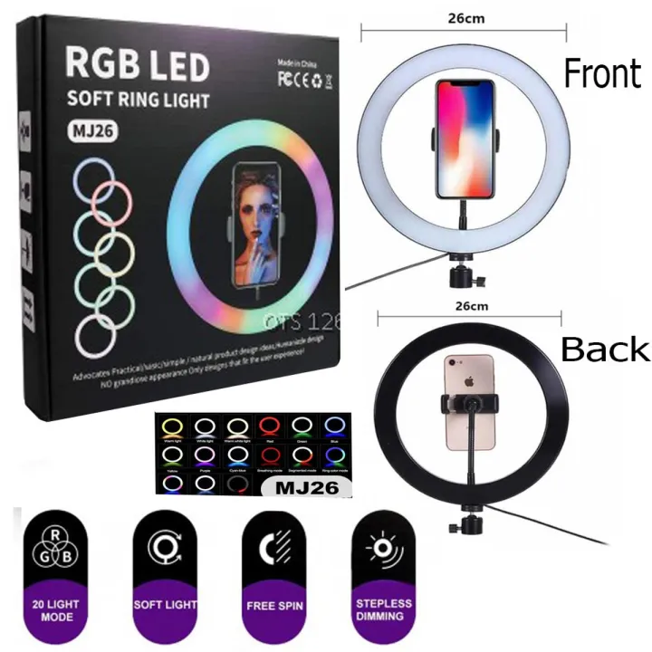 Led Camera Ring 26cm RGB Ring Light 16 Colors and LED Camera Ring light and Phone ...