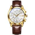 POSHI Luxury Men's Fashion Watches 30M Waterproof Chronograph Sport Calendar Dial Leather Quartz Wirstwatch For Men With Box. 