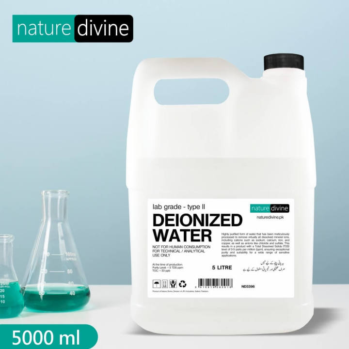 Nature Divine Demineralized Deionized Water 5 Litre - Laboratory, Cosmetics and Analytical Grade
