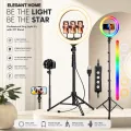 7 Feet Tripod Stand with 26 CM RGB Selfie Ring Light & Mobile Phone Holder for Tiktok Videos Best Quality Metal Tripod Tiktok Light, RGB 26cm Ring Light with 7ft Tripod Stand, Photography Kit - Elegant Home. 