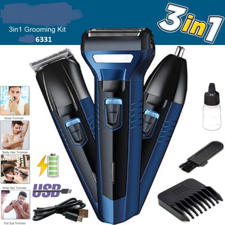 6331 Model 3 in 1 Rechargeable Hair Clipper Shaving Machine For Men - Shaving Machine - Hair Trimmer - Hair Trimmer For Men - Rechargeable Electric Hair Trimmer And Clipper.