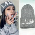 KPOP LISA LALISA Knitted Collection Wool Hat Fashion Embroidery Couple Hat Letter Beanie Cap. 