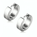 Round Fashion Ear Clip Earring For Men's/Boys For Pierced Ear One Pair - Black - Silver. 