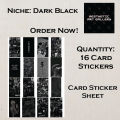 Dark Black Card Sticker Sheet Best Quality Dark and Black Vibe Aesthetic Cool Sticker Cards For Decoration and Collection. 