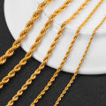Width 2/3/4/5/6mm 316L Stainless Steel Gold Color Twisted Rope Chain Necklace For Men's and Women's Jewelry wholesale. 