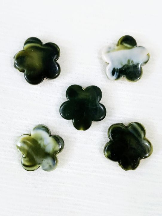 40grams Green Marble Textured Flower Acrylic Plastic Beads, 14mm, for Jewelry Making and DIY Crafts