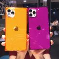 Square Fluorescent Color Transparent Phone Case For iPhone 13 Pro Max 12 Mini 11 X XS XR 7 8 Plus SE Clear Soft Silicone Cover. 