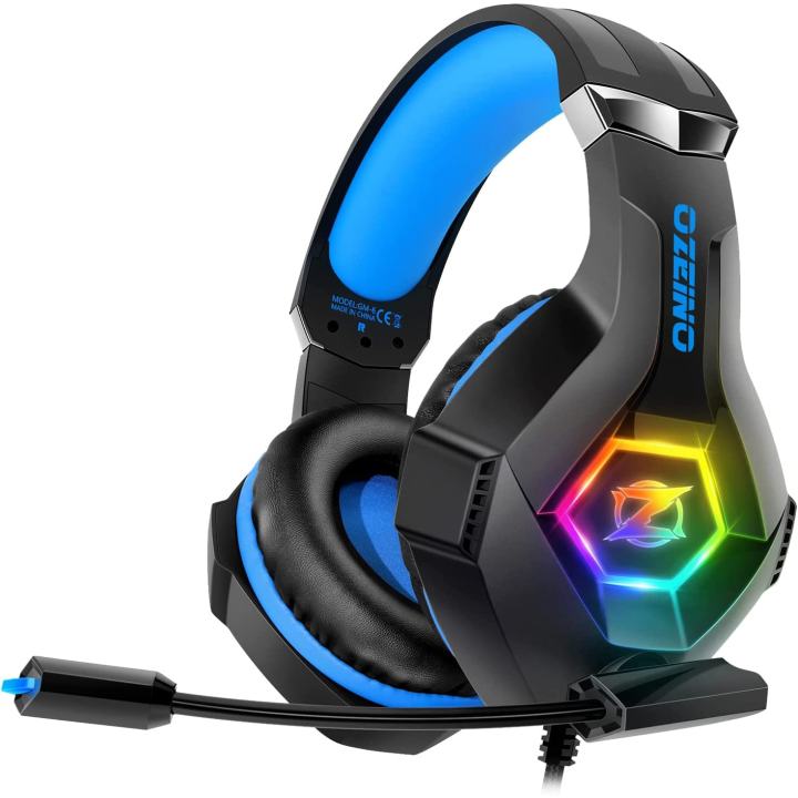 Ozeino GM6 RGB Gaming Headset - 7.1 Surround Sound - Noise Cancelation Microphone - Inline Volume Control - Multi platform Compatibilty