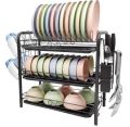 Dish Drying Rack With Utensil Holder And Dish Drainer For Counter (Black). 