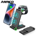ARMICO 3 in 1 Wireless Charger,Fast Wireless Charging Station for Multiple Devices,Foldable Travel Charging Pad Stand for iPhone15/ 14/ 13/ 12/ 11/ X/ SE/ 8, Samsung, AirPods3/2/Pro, iWatch SE/8/7/6/5/4/3/2. 